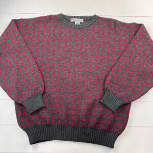 Prima Maglia Vintage Wool Sweater Red Polkadot Gray Women's size Large